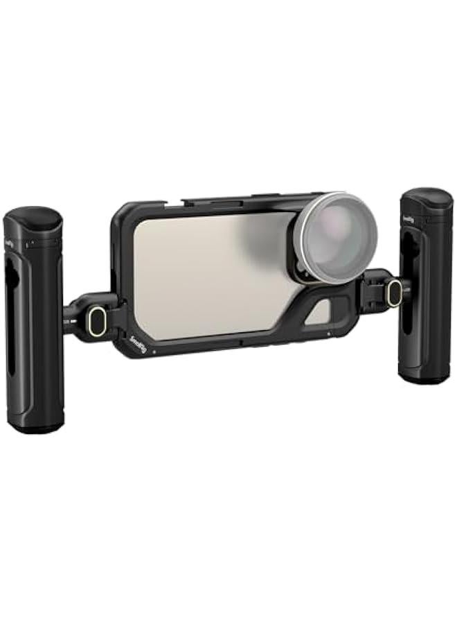SmallRig Dual Handheld Phone Cage Kit for iPhone 15 Pro, Aluminum Alloy Mobile Video Rig Cage Kit with Wireless Quick Release Dual Handles for Video Recording/YouTube/Live Streaming/Vlog - 4397 - Image 1