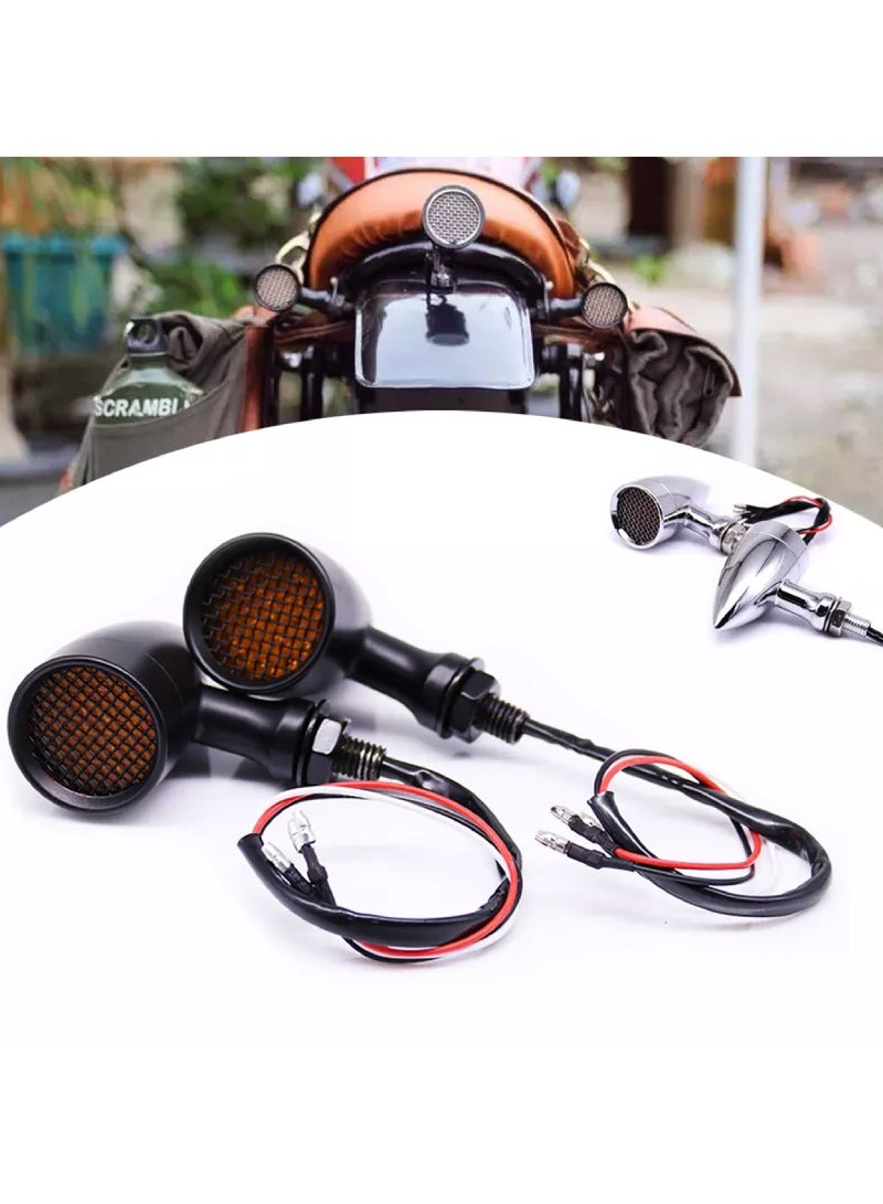 Generic Pair of Aluminum Alloy Motorcycle LED Turn Signal Lights, Black Frame  - Image 1