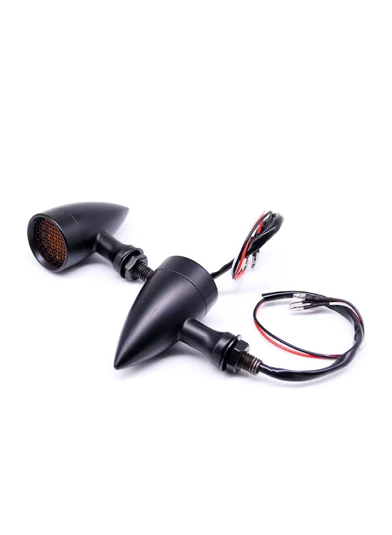 Generic Pair of Aluminum Alloy Motorcycle LED Turn Signal Lights, Black Frame  - Image 2