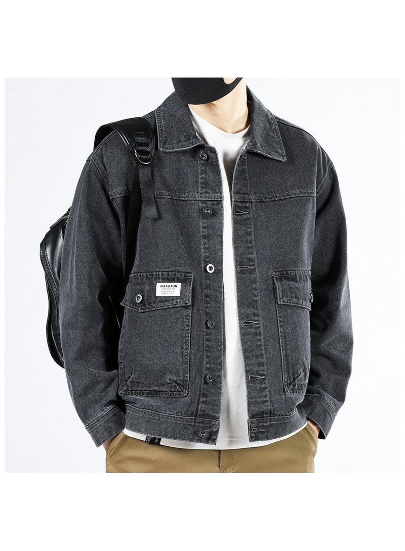 Fashionable Men's Lapel Casual Men's Denim Jacket  - Image 1