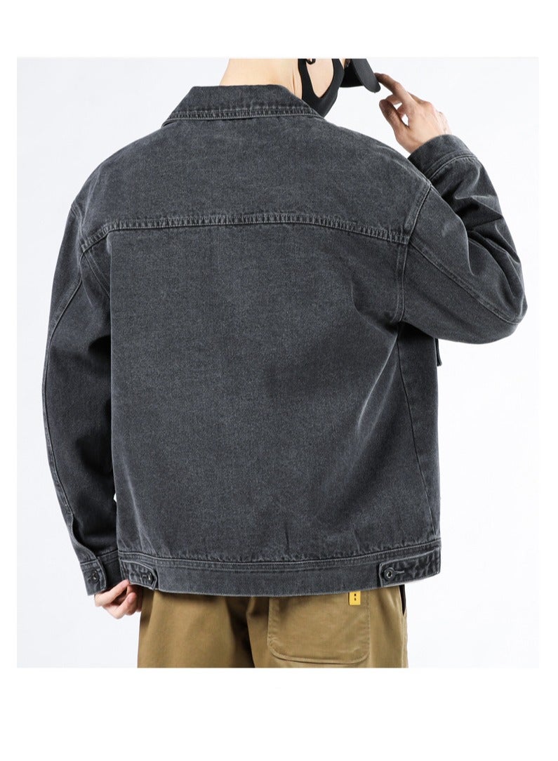 Fashionable Men's Lapel Casual Men's Denim Jacket  - Image 3