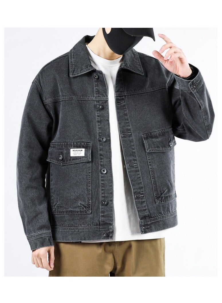 Fashionable Men's Lapel Casual Men's Denim Jacket  - Image 2