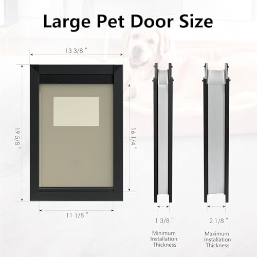 MAVRICPOWER Weatherproof Large Dog Door for Door, with Two Sliding Lock Panels, Aluminum Doggie Door for Exterior Door, Doggy Door for Large Dogs up to 80lbs - Image 4