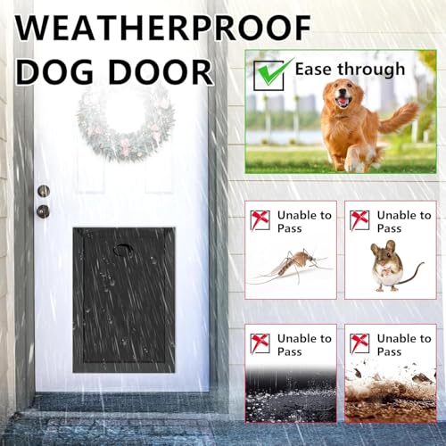 MAVRICPOWER Weatherproof Large Dog Door for Door, with Two Sliding Lock Panels, Aluminum Doggie Door for Exterior Door, Doggy Door for Large Dogs up to 80lbs - Image 5