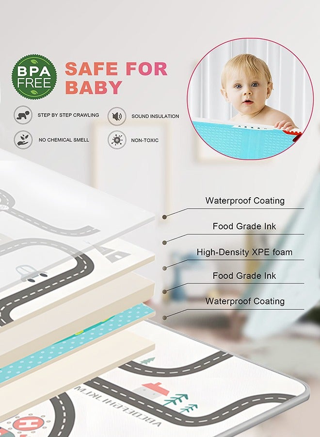 GROIC Baby Play Mat for Floor Play 200 * 180 CM Floor Mat Reversible, Foldable, Portable Extra Large Thick Foam Waterproof Crawling Mat for Toddlers Cartoon Pattern & Flying Chess Double-Side - Image 3