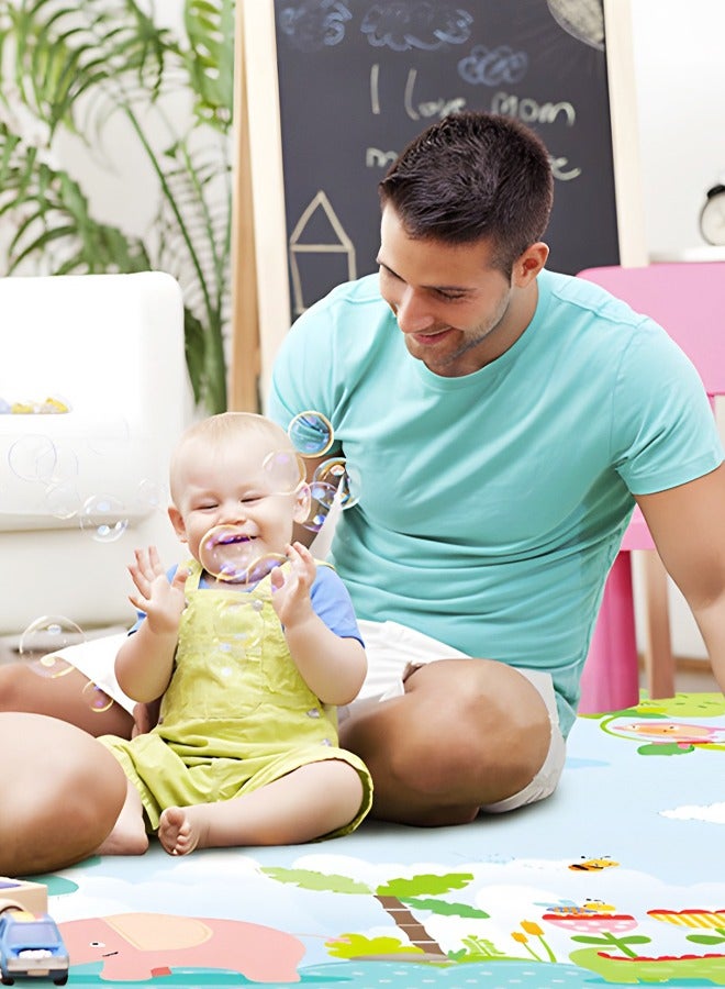 GROIC Baby Play Mat for Floor Play 200 * 180 CM Floor Mat Reversible, Foldable, Portable Extra Large Thick Foam Waterproof Crawling Mat for Toddlers Cartoon Pattern & Flying Chess Double-Side - Image 5