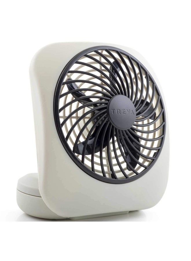 O2COOL Treva 5 Inch Battery Powered Fan Portable Desk Fan 2 Cooling Speeds with Compact Folding & Tilt Design Cubicle Accessories Small Portable (Grey) - Image 1