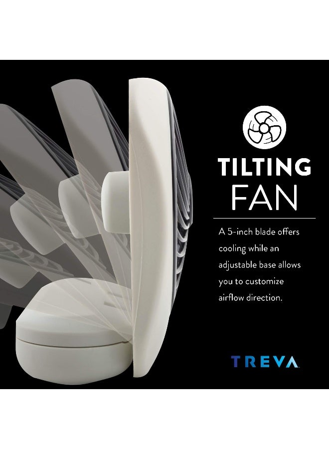 O2COOL Treva 5 Inch Battery Powered Fan Portable Desk Fan 2 Cooling Speeds with Compact Folding & Tilt Design Cubicle Accessories Small Portable (Grey) - Image 5