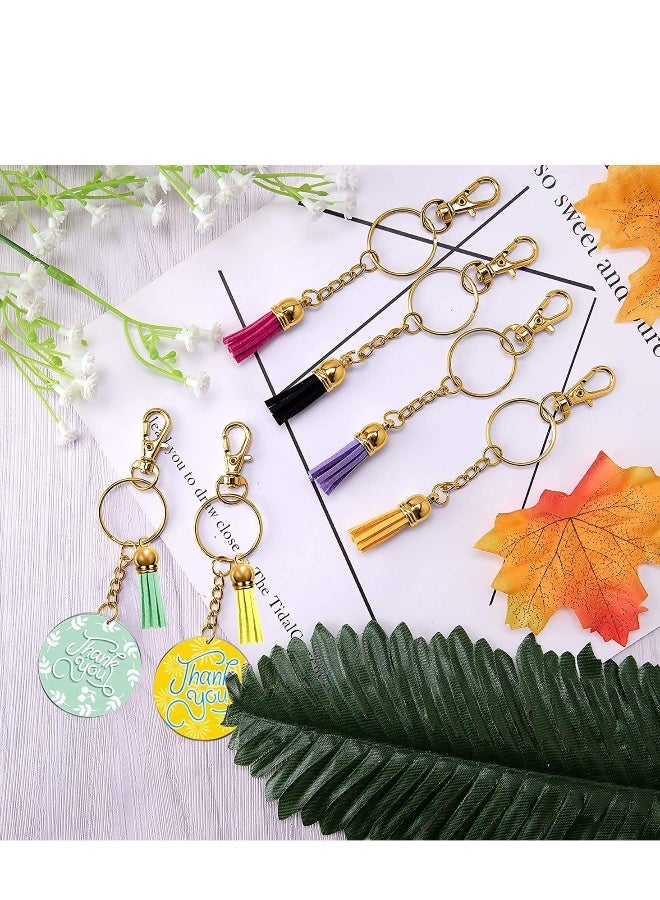 Generic Keychain Hooks and Jump Rings Tassels,150 Pieces Key Acrylic Keyring Blanks Set Including Clear Discs with Chain Coloured Pendants for DIY Projects and Craft, Gold  - Image 4