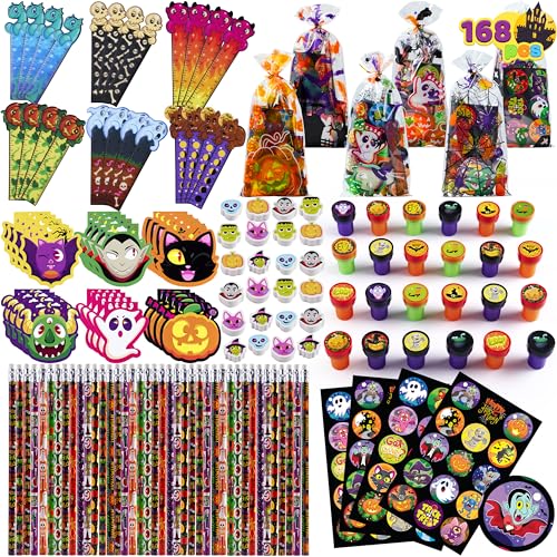 JOYIN 168PCS Halloween Stationery Set Art Set for Kids Birthday Gifts 24 Pack Halloween Themed Stationery Class Exchange Party Favors Supplies Carnival Game Prizes Gifts Goodies Bags Fillers - Image 1