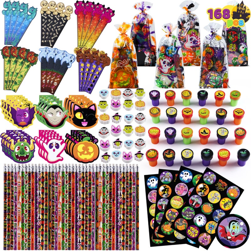 JOYIN 168PCS Halloween Stationery Set Art Set for Kids Birthday Gifts 24 Pack Halloween Themed Stationery Class Exchange Party Favors Supplies Carnival Game Prizes Gifts Goodies Bags Fillers - Image 2