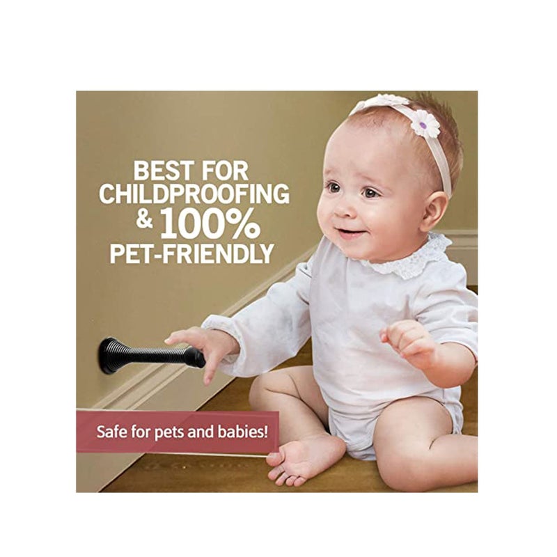 SOLARAE 12 Pack Black Spring Door Stops, 3-1/8" Heavy Duty Door Stop Flexible Spring Door Stopper with Low Mounted Baby Proof Black Rubber Bumper Tips - Image 3