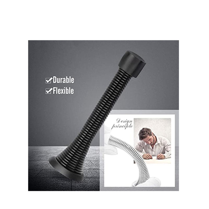 SOLARAE 12 Pack Black Spring Door Stops, 3-1/8" Heavy Duty Door Stop Flexible Spring Door Stopper with Low Mounted Baby Proof Black Rubber Bumper Tips - Image 2