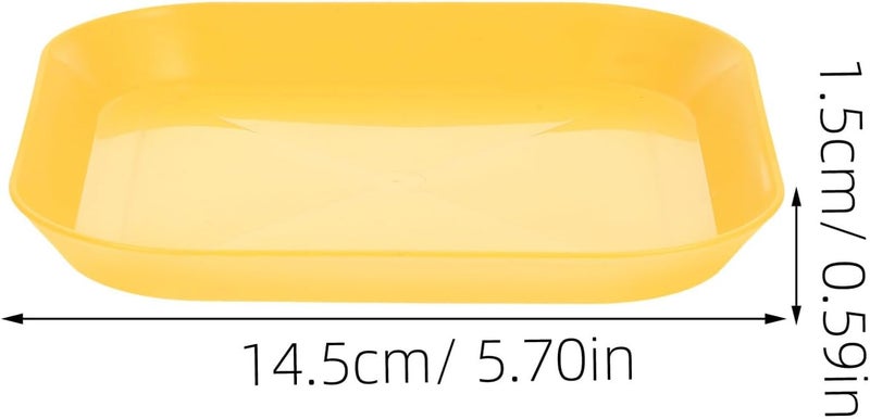 Cat Food Bowls 8pcs Flat Bottom Square Cat Bowls with Base Warm Yellow Shallow Pet Feeding Dish for Kittens - Image 2