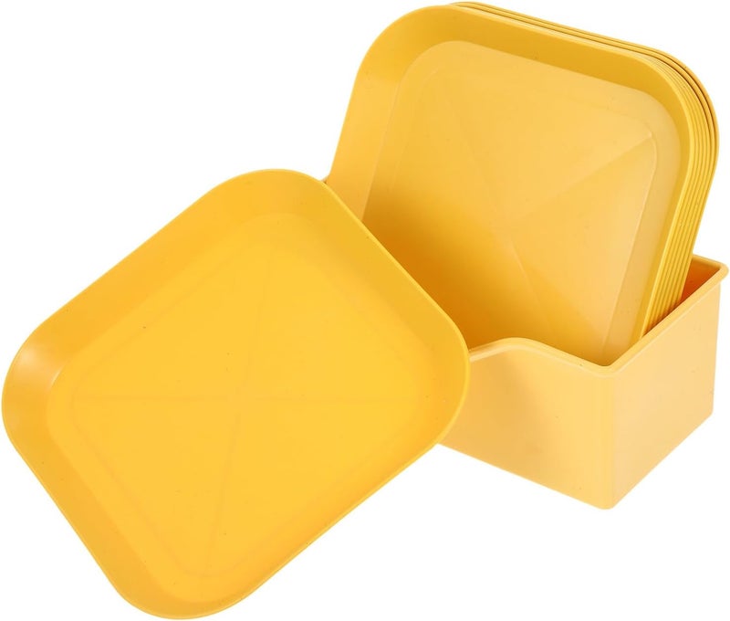 Cat Food Bowls 8pcs Flat Bottom Square Cat Bowls with Base Warm Yellow Shallow Pet Feeding Dish for Kittens - Image 1