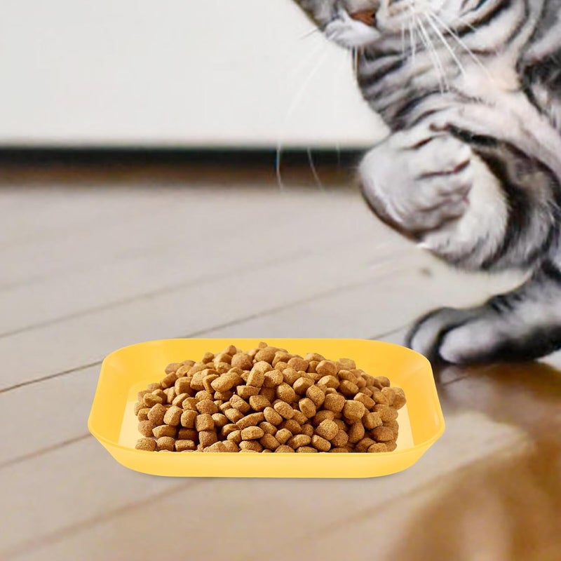 Cat Food Bowls 8pcs Flat Bottom Square Cat Bowls with Base Warm Yellow Shallow Pet Feeding Dish for Kittens - Image 4