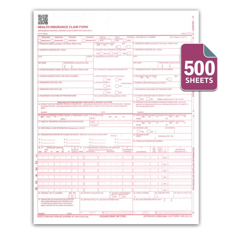 NextDayLabels - CMS 1500 / HCFA 1500 Insurance Claim Forms - Laser/Ink-Jet Compatible (New Version 02/12) Letter Size 8-12" x 11", 500 Sheets Per Pack - Image 5