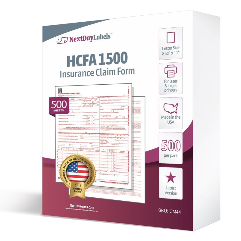 NextDayLabels - CMS 1500 / HCFA 1500 Insurance Claim Forms - Laser/Ink-Jet Compatible (New Version 02/12) Letter Size 8-12" x 11", 500 Sheets Per Pack - Image 2