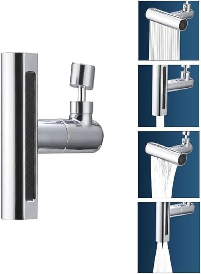 MSA Kitchen Faucet with 360° Swivel Spout and Double Handles, Stainless Steel 4 Modes Splash-Proof Kitchen Bathroom Faucet Extender Multi Function Sink Waterfall Tap for Washing Vegetable Fruit - Image 4