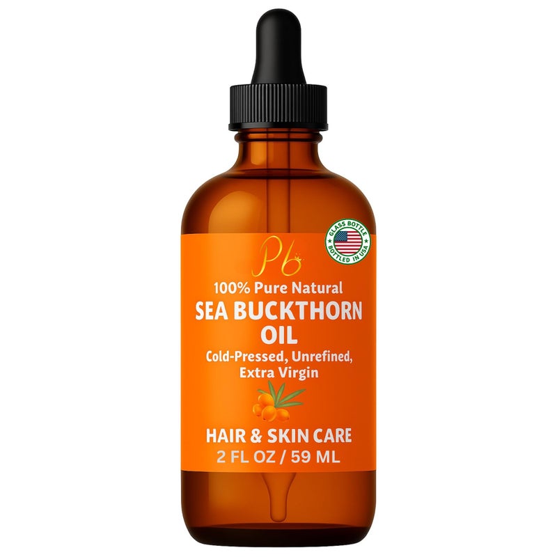 Pomberries Sea Buckthorn Oil â€“ 100% Pure Cold-Pressed from Fruit & Seed â€“ Sea Buckthorn Seed Oil for Face, Hair, Skin & Nails â€“ Supports Radiant, Youthful-Looking Skin â€“ Amber Glass Bottle 2 fl oz - Image 1