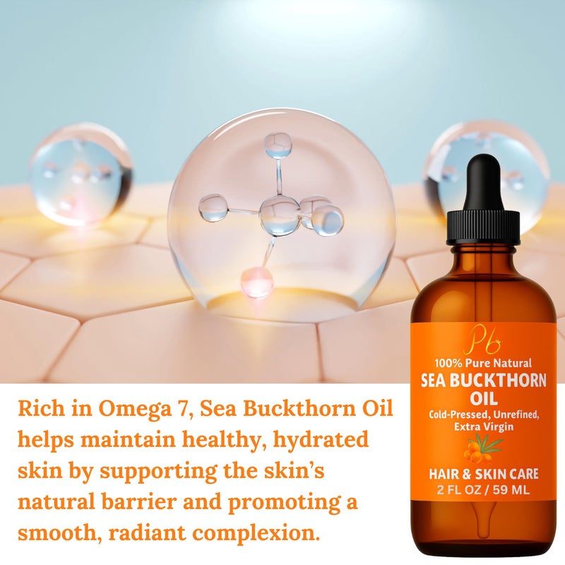 Pomberries Sea Buckthorn Oil â€“ 100% Pure Cold-Pressed from Fruit & Seed â€“ Sea Buckthorn Seed Oil for Face, Hair, Skin & Nails â€“ Supports Radiant, Youthful-Looking Skin â€“ Amber Glass Bottle 2 fl oz - Image 5