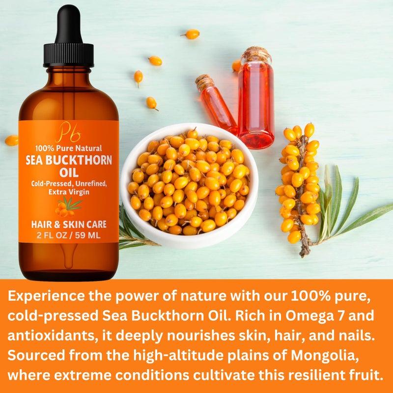 Pomberries Sea Buckthorn Oil â€“ 100% Pure Cold-Pressed from Fruit & Seed â€“ Sea Buckthorn Seed Oil for Face, Hair, Skin & Nails â€“ Supports Radiant, Youthful-Looking Skin â€“ Amber Glass Bottle 2 fl oz - Image 4