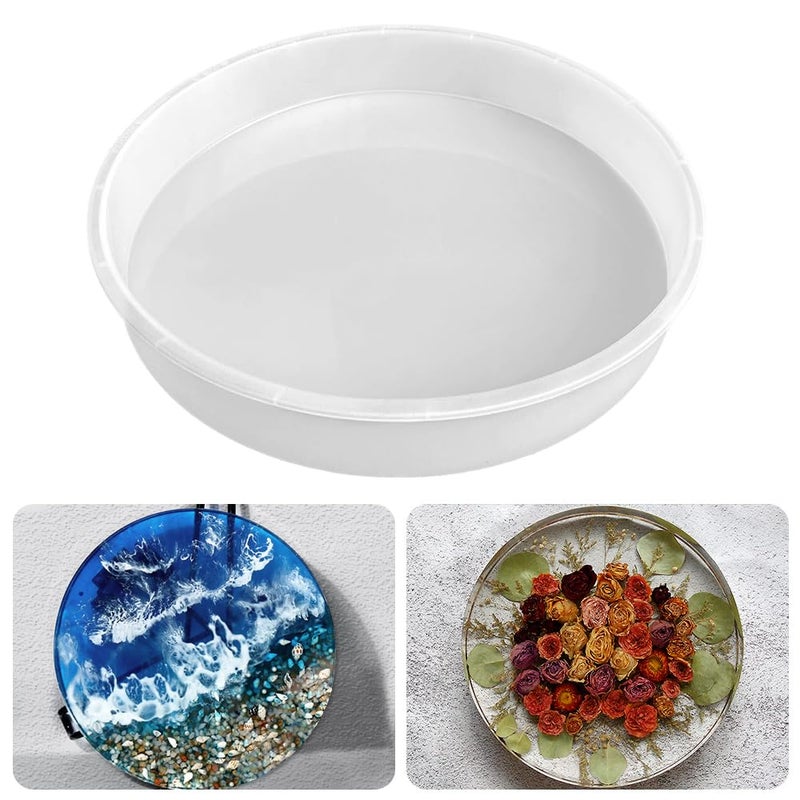 RESINWORLD 14" Round x 2" Deep XL Large Tray Mold, Shiny Silicone Tray Board Table Clock Mold for Epoxy Resin Casting, Floral Preservation Bouquet Resin Mold Home Decor - Image 1