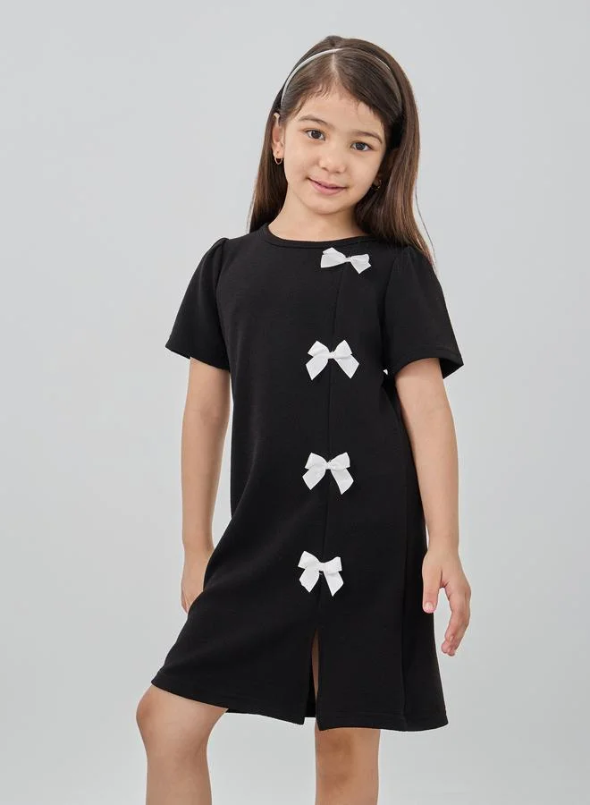 Take Two Take Two Bow Decoration Round Neck Dress
