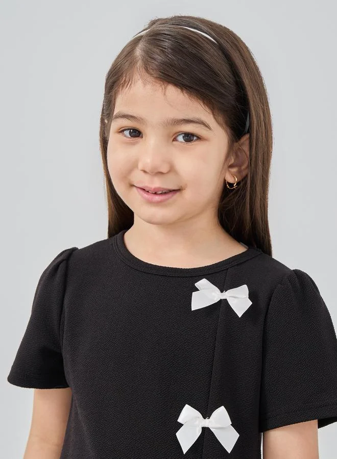 Take Two Take Two Bow Decoration Round Neck Dress