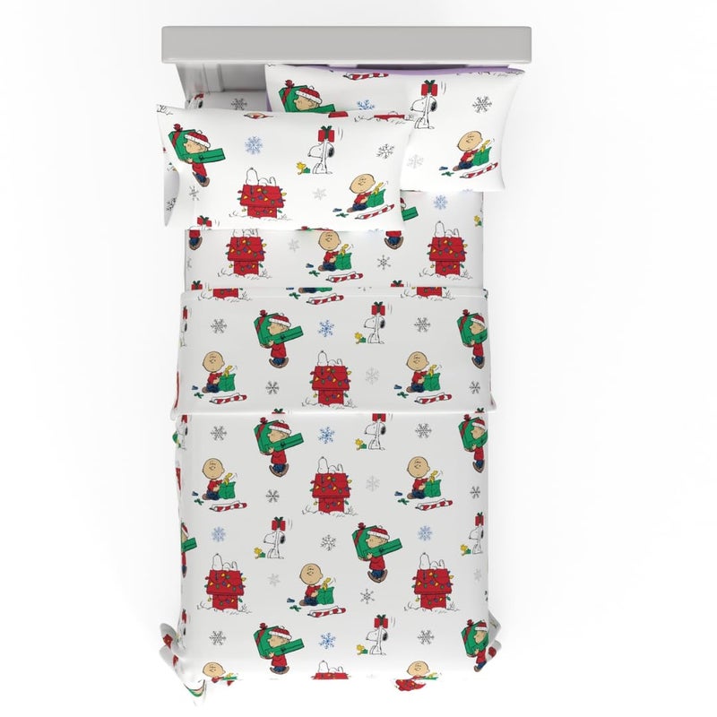 Franco مجموعة أغطية سرير عيد الميلاد سوبر سوفت 100 قطن فلانيل من فرانكو بيترز تشارلي براون سنوبي