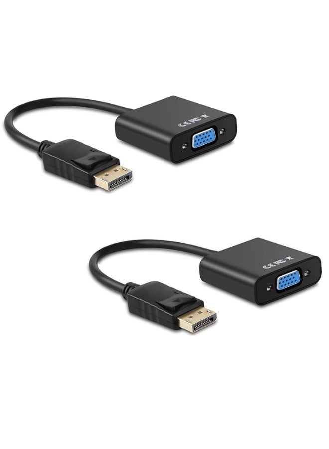 Chabeia 2 Pack Display Port to VGA Adapter, Gold-Plated DisplayPort DP to VGA Converter (Male to Female) for Computer, Desktop, Laptop, PC, Monitor, Projector, HDTV - Image 1