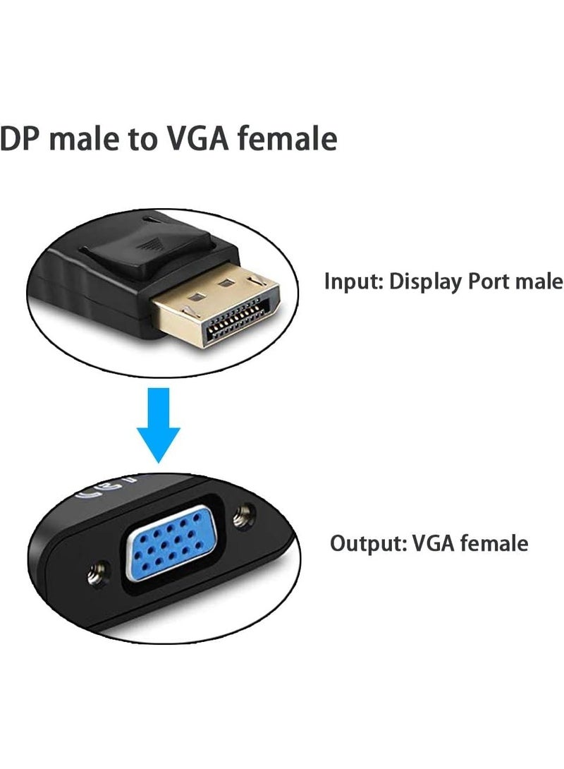 Chabeia 2 Pack Display Port to VGA Adapter, Gold-Plated DisplayPort DP to VGA Converter (Male to Female) for Computer, Desktop, Laptop, PC, Monitor, Projector, HDTV - Image 2
