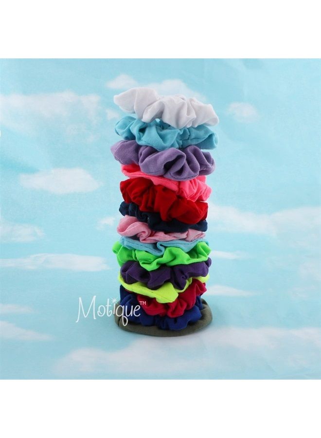 Motique Accessories 12 Pack Small Scrunchies Cotton Hair Scrunchy (Red) - Image 5
