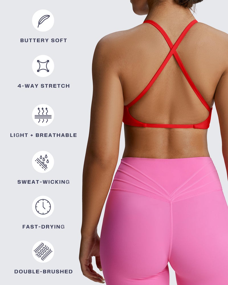 Aoxjox Women's Workout Sports Bras Fitness Metamorph Sienna Twist Bra Yoga Crop Tank (Racing Red, Medium) - Image 4