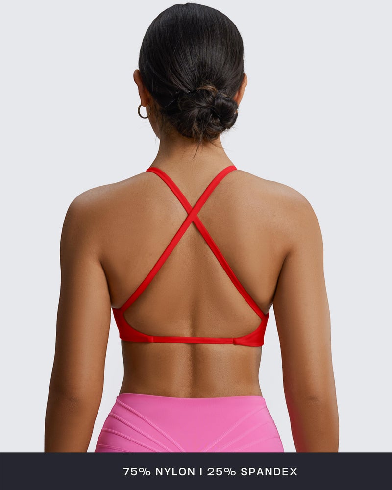 Aoxjox Women's Workout Sports Bras Fitness Metamorph Sienna Twist Bra Yoga Crop Tank (Racing Red, Medium) - Image 3