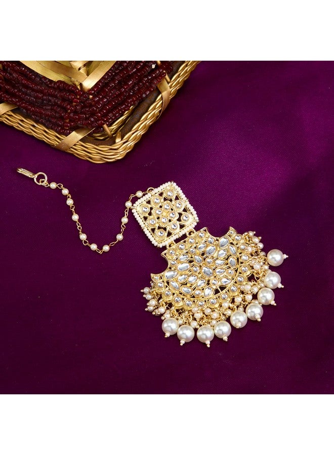 Sukkhi Lavish Pearl Gold Plated Kundan Maangtikka for Women (SKR85498), One Size - Image 3
