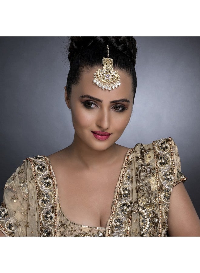 Sukkhi Lavish Pearl Gold Plated Kundan Maangtikka for Women (SKR85498), One Size - Image 4