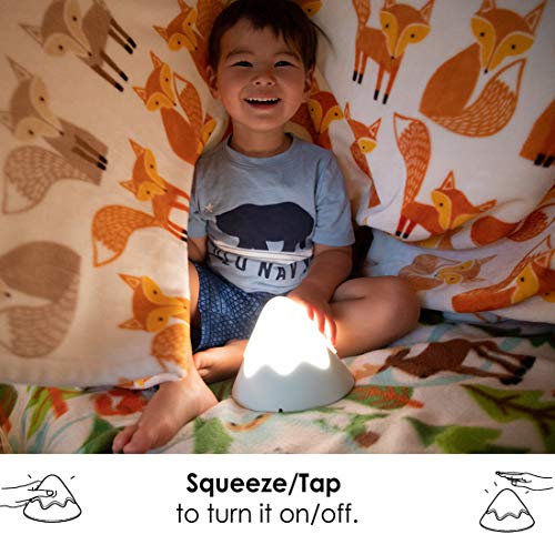 DesignNest Baby Night Light Snow Mountain Tap Squeeze Touch Control with Timer Dimmable Soft Eye Caring Rechargeable Portable Nursery Night Lamp for Breastfeeding BPA Free Silicone kids safe Gift Grey - Image 3
