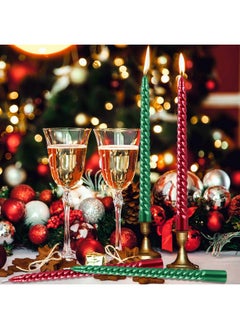 Mtlee MTLEE 12 Pcs 10 Inch Christmas Spiral Taper Candles Red Green Dripless Twisted Wax Candles, Long Tapered Candles Unscented Candle Sticks for Xmas Home Party Dinner Dining Table Wedding Supplies  - Image 5