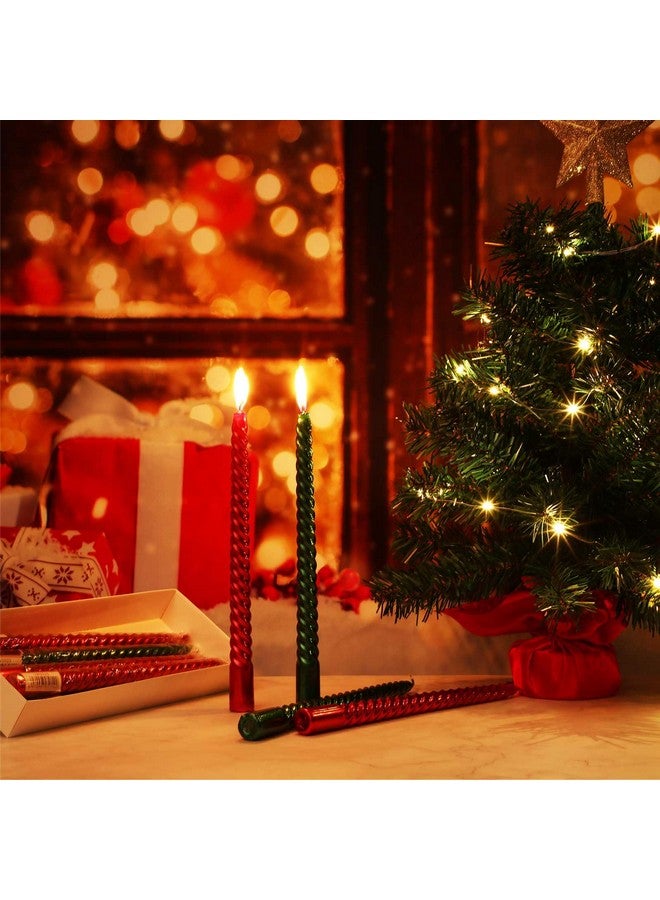 MTLEE 12 Pcs 10 Inch Christmas Spiral Taper Candles Red Green Dripless Twisted Wax Candles, Long Tapered Candles Unscented Candle Sticks for Xmas Home Party Dinner Dining Table Wedding Supplies - Image 4