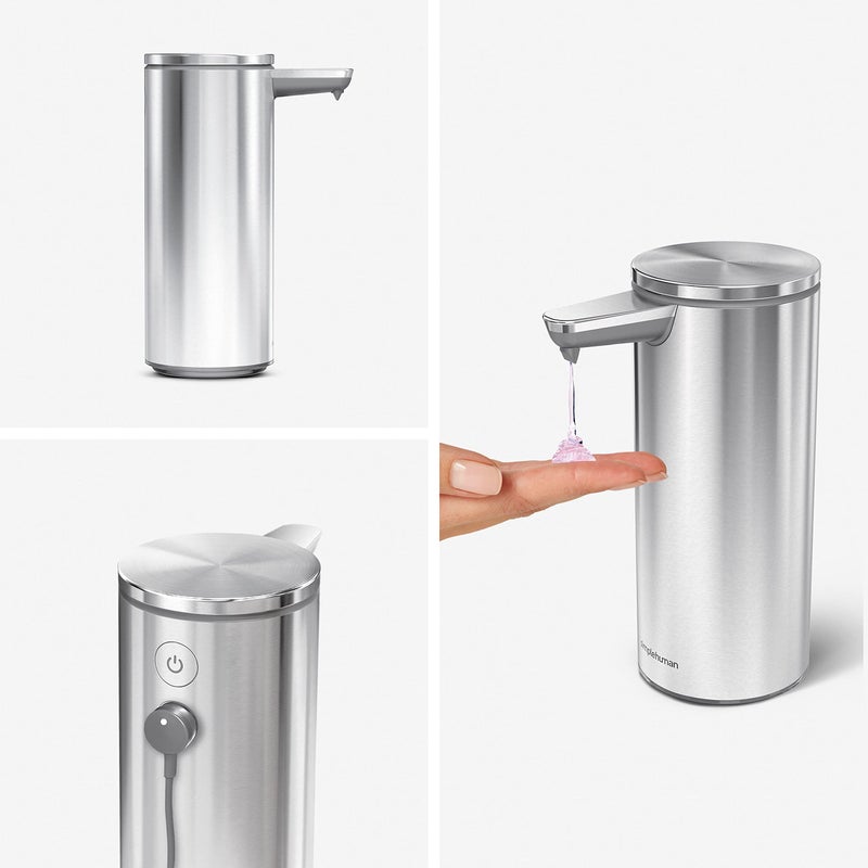 simplehuman 9 oz. Touch-Free Rechargeable Sensor Liquid Soap Pump Dispenser, Brushed Stainless Steel - Image 4