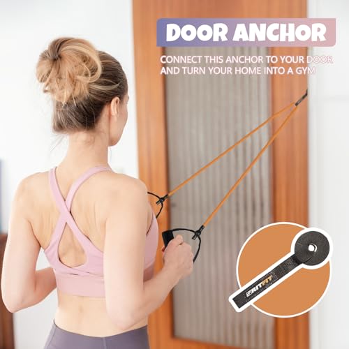 RitFit Single Resistance Exercise Band with Comfortable Handles - Ideal for Physical Therapy, Strength Training, Muscle Toning - Foam Padding Door Anchor and Starter Guide Included (Gray(35-40lbs)) - Image 3