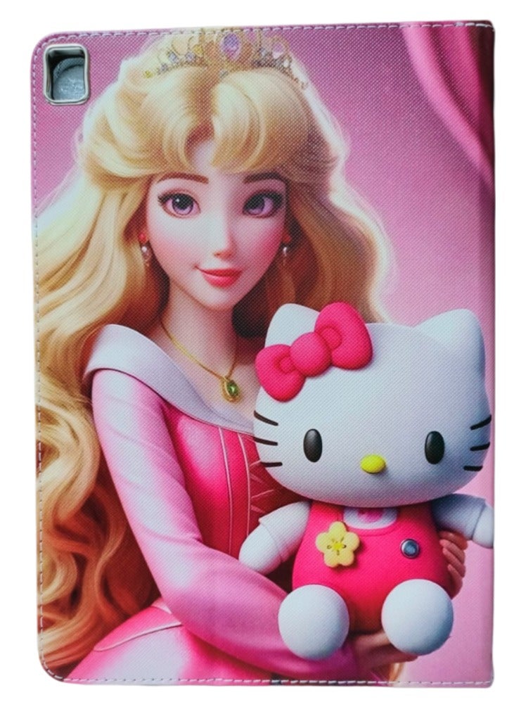 Disney Princess with hello kitty Print Flip Case Compatible with iPad 10.2 Inch 2021/2020 iPad 9th/8th Generation & 2019 iPad 7th Generation with Pencil Holder, Protective Case with Soft TPU Back, Auto Sleep/Wake Cover - Image 1