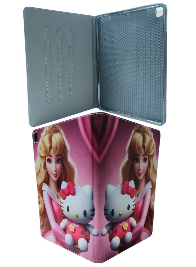 Disney Princess with hello kitty Print Flip Case Compatible with iPad 10.2 Inch 2021/2020 iPad 9th/8th Generation & 2019 iPad 7th Generation with Pencil Holder, Protective Case with Soft TPU Back, Auto Sleep/Wake Cover - Image 2