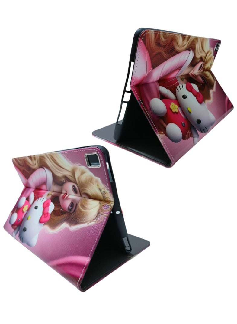 Disney Princess with hello kitty Print Flip Case Compatible with iPad 10.2 Inch 2021/2020 iPad 9th/8th Generation & 2019 iPad 7th Generation with Pencil Holder, Protective Case with Soft TPU Back, Auto Sleep/Wake Cover - Image 5