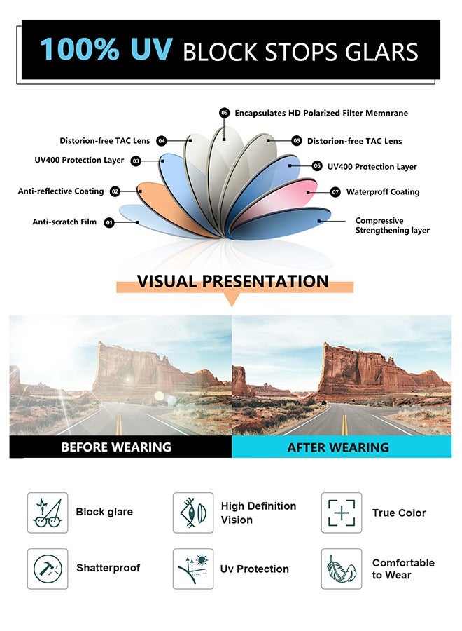 AZorb Men's Polarized Sunglasses Men Women- Aviator Metal Frame Sun Glassess Classic Designer Lightweight UV400 Protection Shades for Outdoor Driving Travel - Image 2