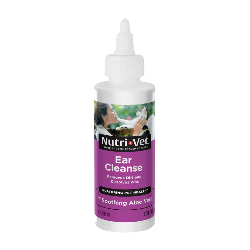nutri vet Nutri-Vet Ear Cleanser for Cats - Cleans and Deodorizes with Gentle Ingredients - Itch & Infection Relief - 4 Ounces - Image 1