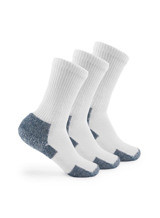 thorlos Mens Xj Max Cushion Crew Running Socks, White/Navy (3 Pairs), Large US - Image 1