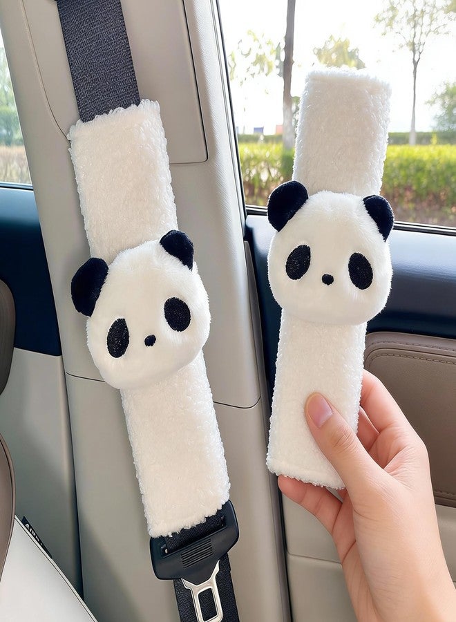 Zigihos 2 PCS Seat Belt Cover Pad, Cute Kawaii Animal Panda Seatbelt Covers for Kids and Adults, Winter Plush Fluffy Soft Seat Belt Cover, Cartoon Seatbelt Cushion,Car Seat Strap Pads (G-Panda) - Image 1