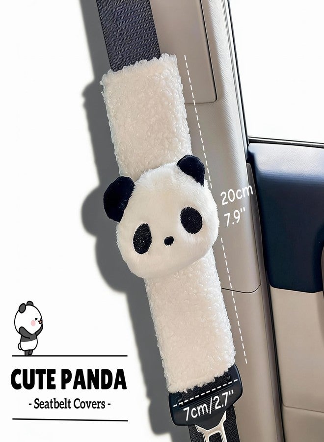 Zigihos 2 PCS Seat Belt Cover Pad, Cute Kawaii Animal Panda Seatbelt Covers for Kids and Adults, Winter Plush Fluffy Soft Seat Belt Cover, Cartoon Seatbelt Cushion,Car Seat Strap Pads (G-Panda) - Image 2